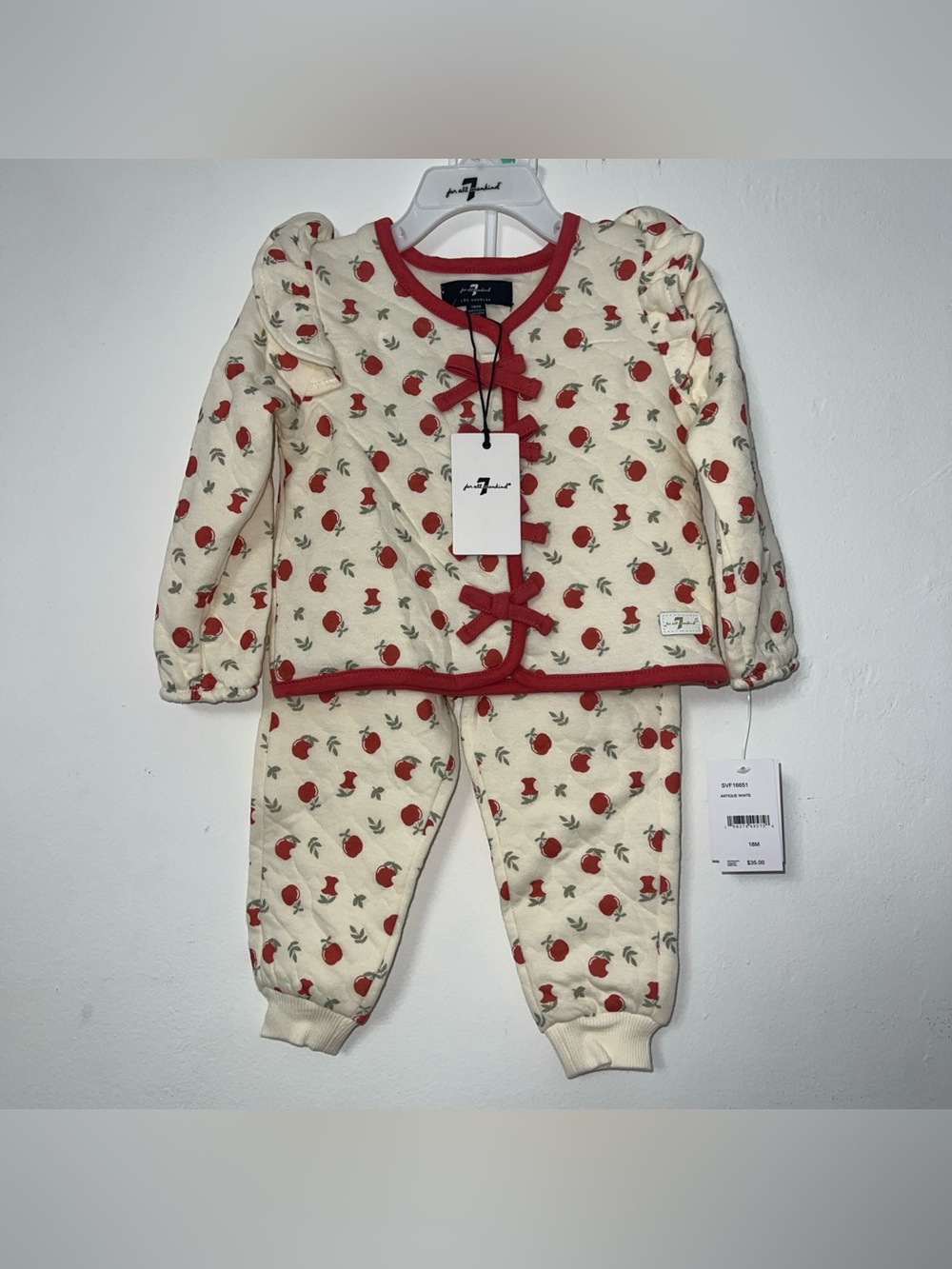 NWT Girls Sz 18 Mos 7 For All Mankind Apple Picking Fall Quilted Outfit 2 Pc Set